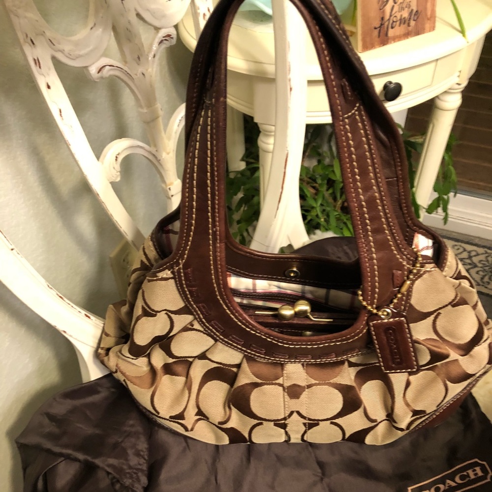 Coach signature brown handbag